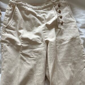 Tory Burch Cream Flare & Wide Leg Jeans